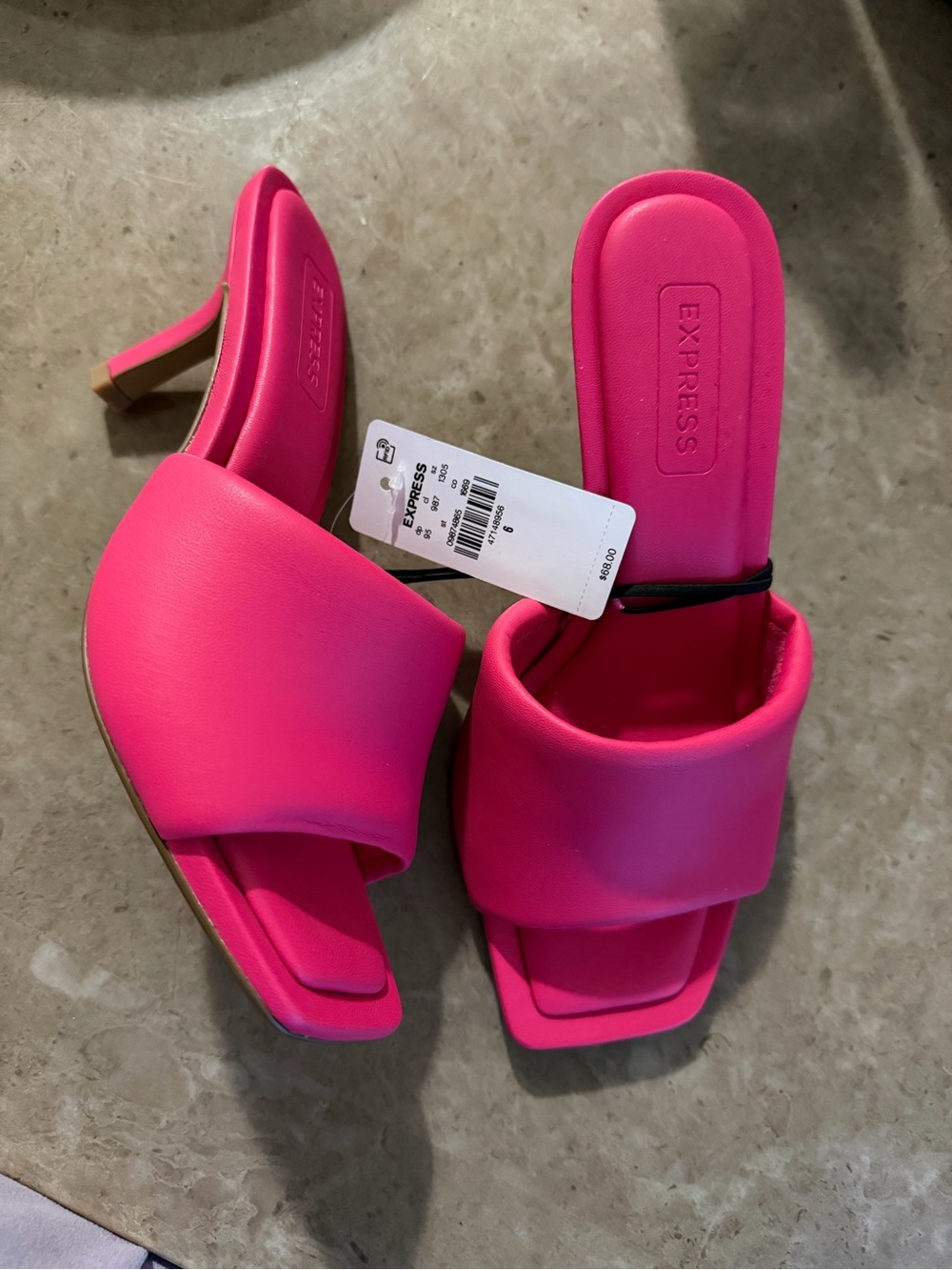 Express Women’s Neon Pink Padded Slide Heels